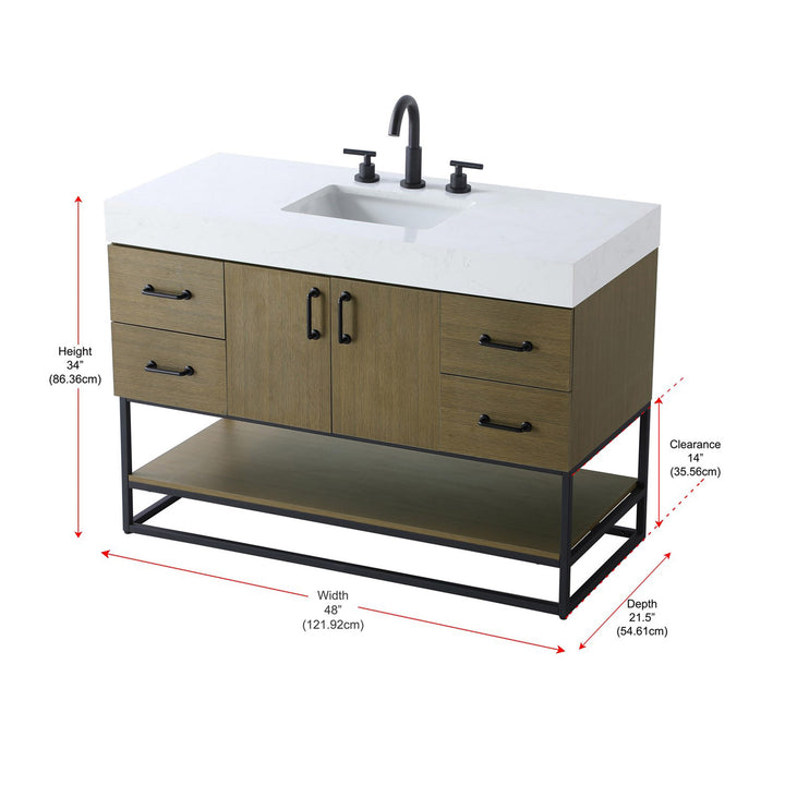 48 Inch Single Bathroom Vanity In Chestnut Brown - View 4 - Joshua Marshal