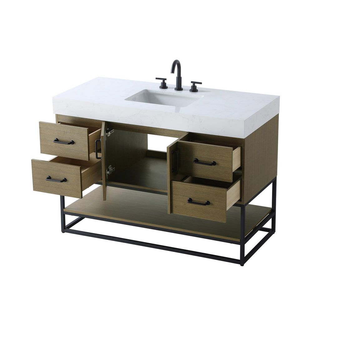 48 Inch Single Bathroom Vanity In Chestnut Brown - View 5 - Joshua Marshal