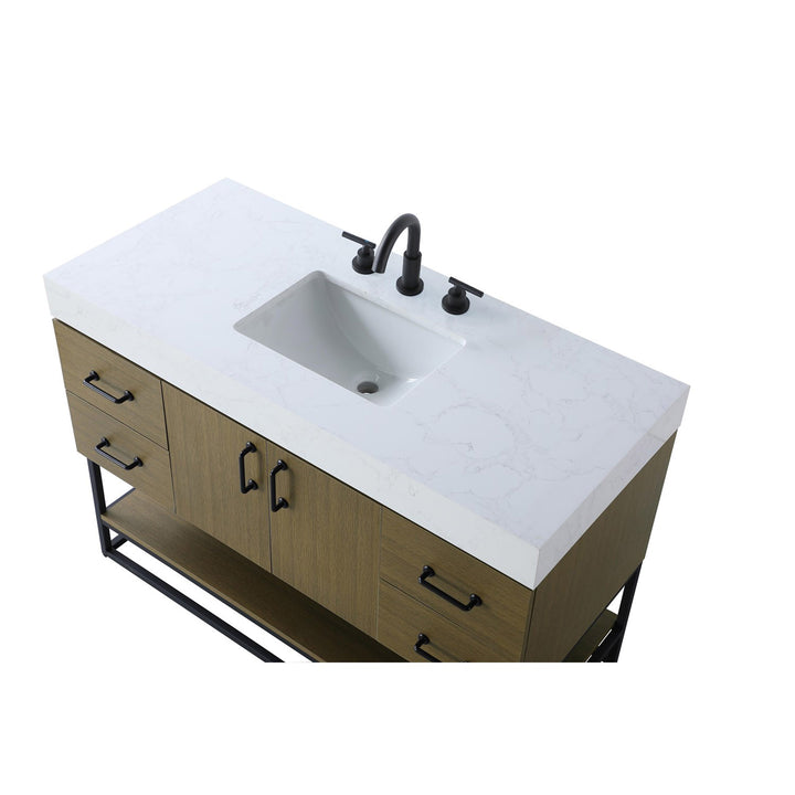 48 Inch Single Bathroom Vanity In Chestnut Brown - View 6 - Joshua Marshal