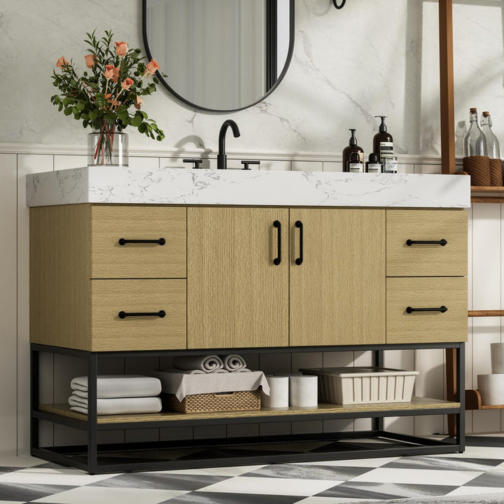 48 Inch Single Bathroom Vanity In Honey Brown Honey Brown Finish - KITCHEN & BATH by Joshua Marshal