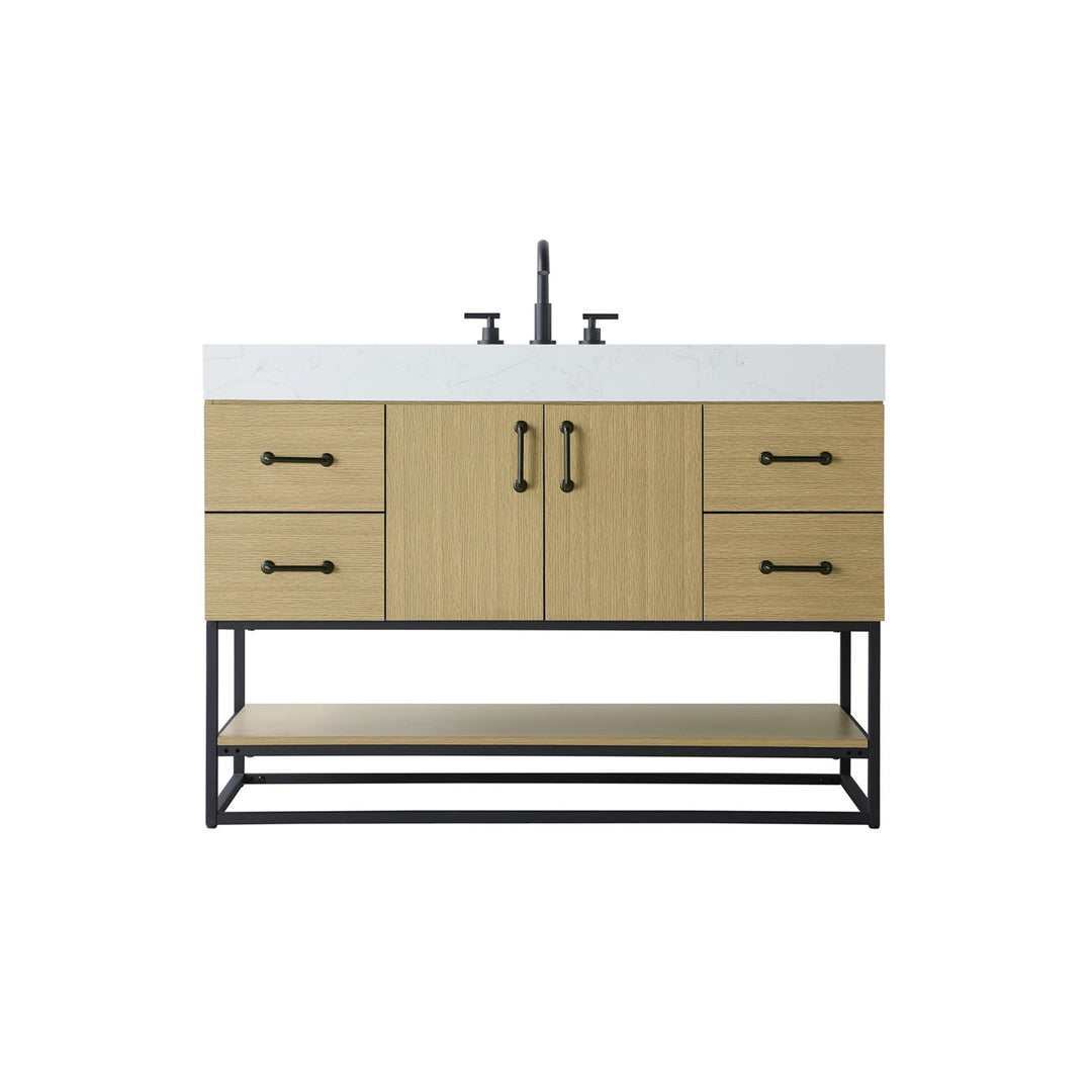 48 Inch Single Bathroom Vanity In Honey Brown