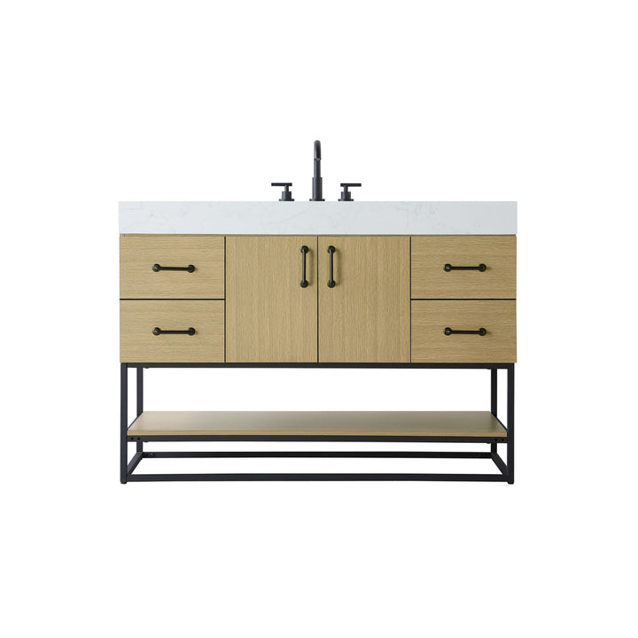 48 Inch Single Bathroom Vanity In Honey Brown