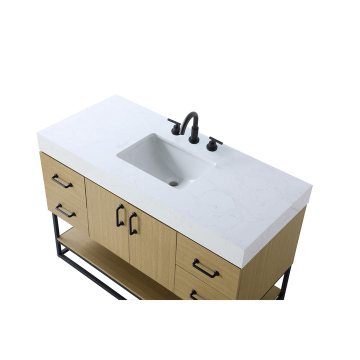 48 Inch Single Bathroom Vanity In Honey Brown - View 5 - Joshua Marshal