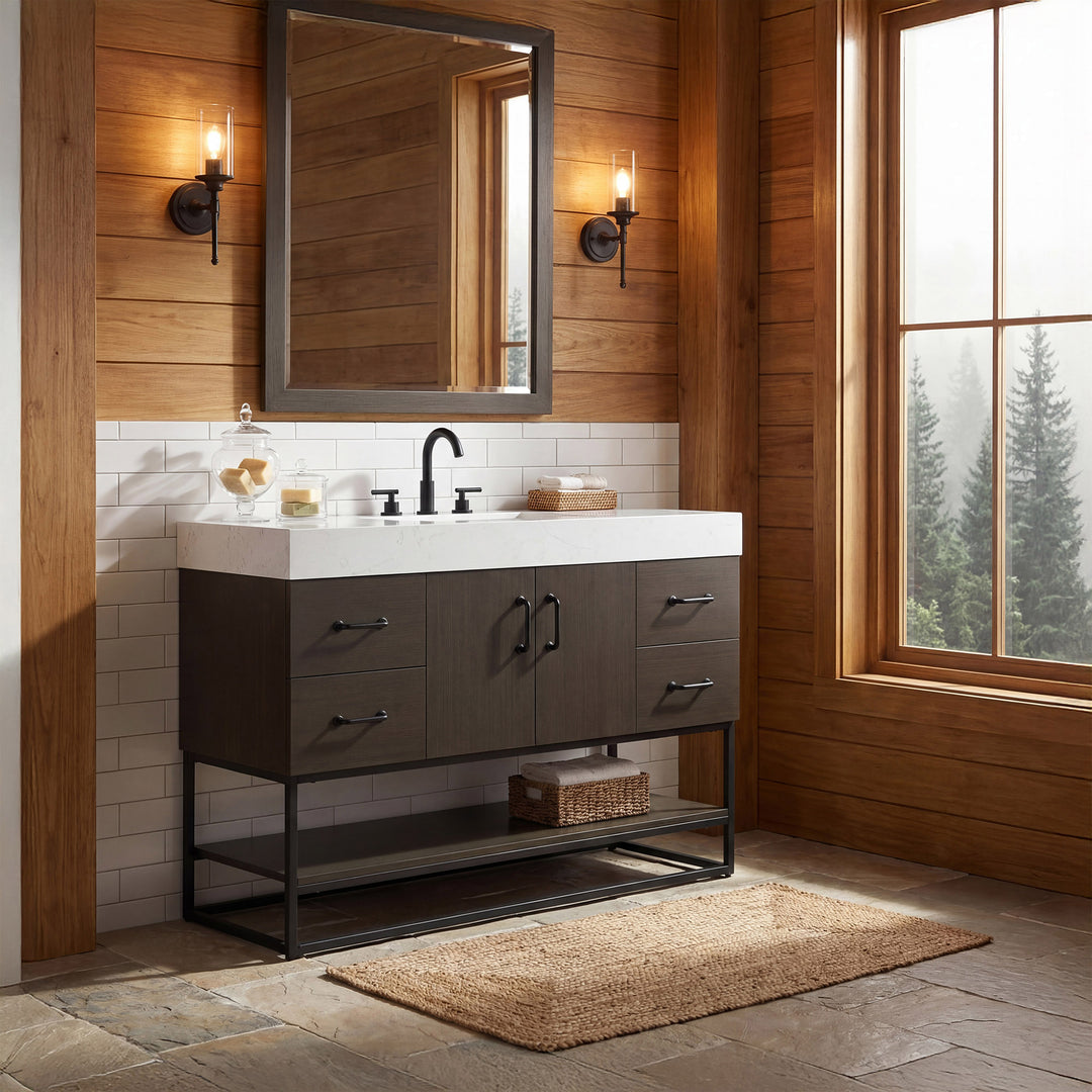 48 Inch Single Bathroom Vanity In Mocha Brown - View 2 - Joshua Marshal