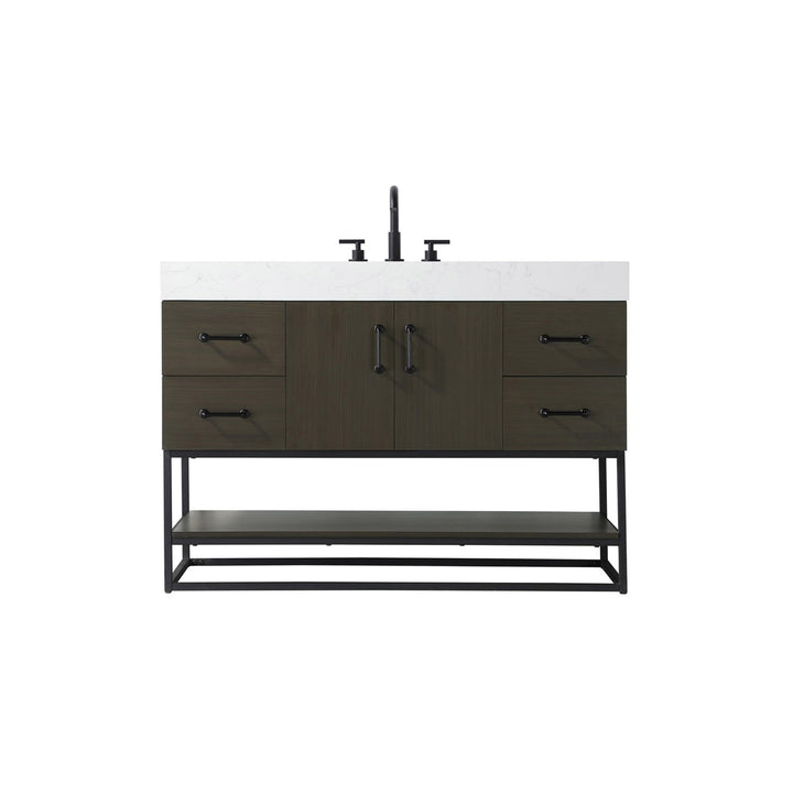 48 Inch Single Bathroom Vanity In Mocha Brown - View 3 - Joshua Marshal