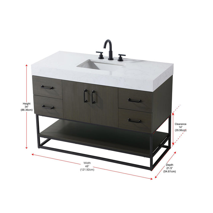 48 Inch Single Bathroom Vanity In Mocha Brown - View 4 - Joshua Marshal