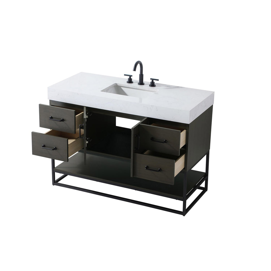 48 Inch Single Bathroom Vanity In Mocha Brown - View 5 - Joshua Marshal