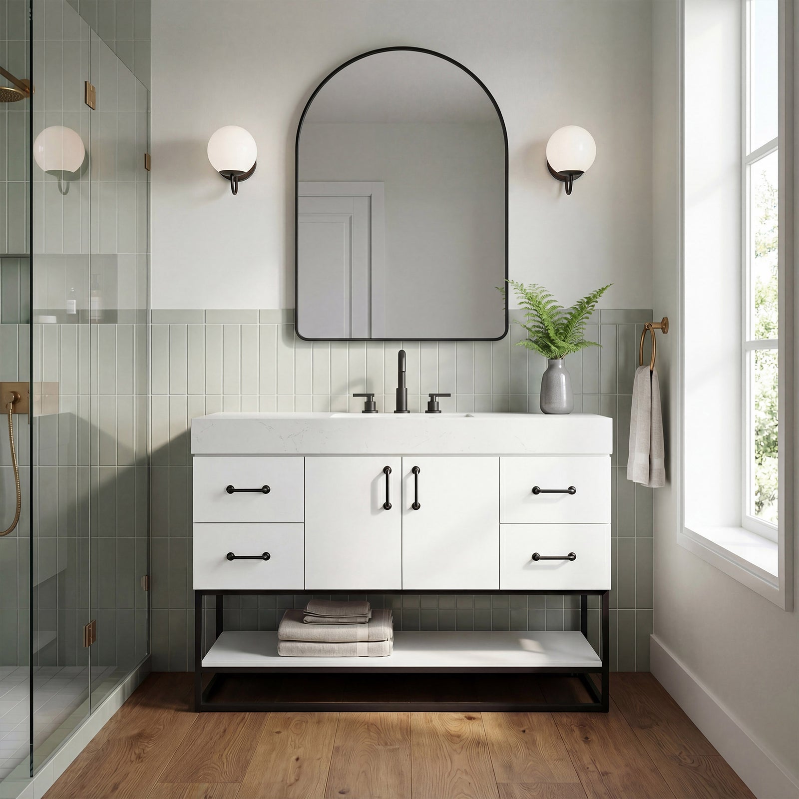 48 Inch Single Bathroom Vanity In White - View 2 - Joshua Marshal