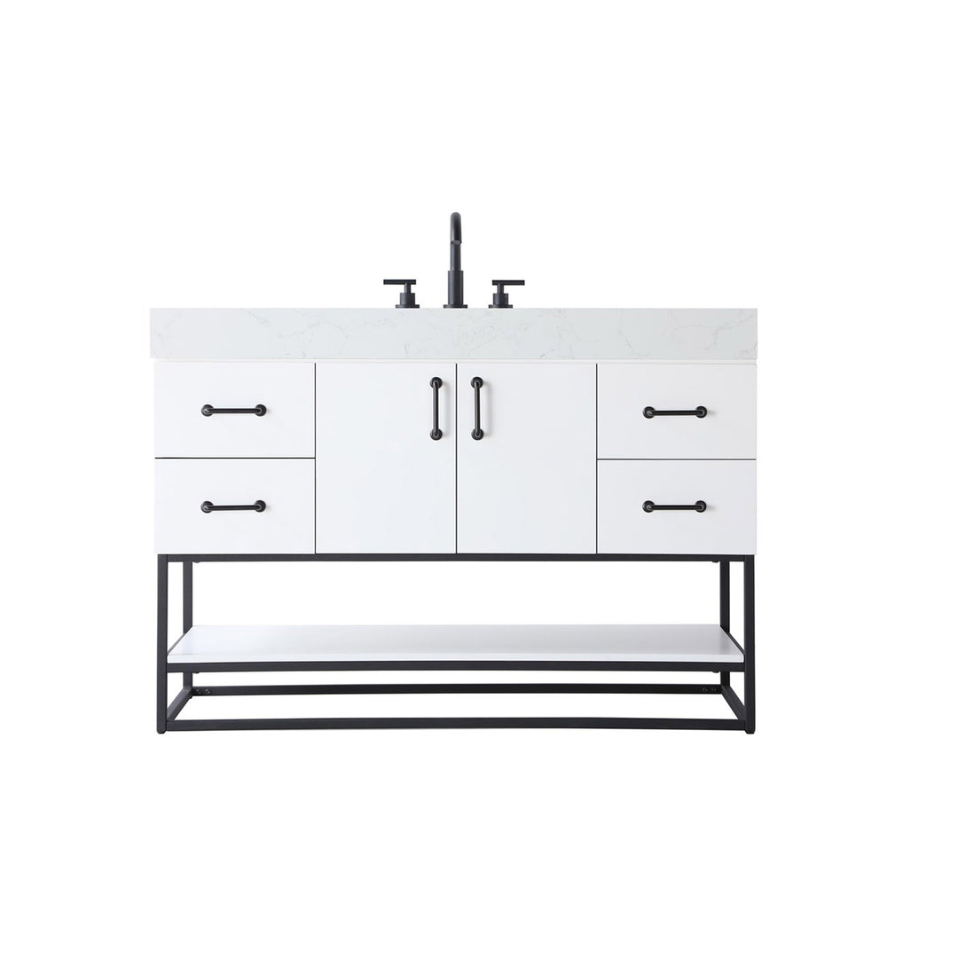 48 Inch Single Bathroom Vanity In White - View 3 - Joshua Marshal