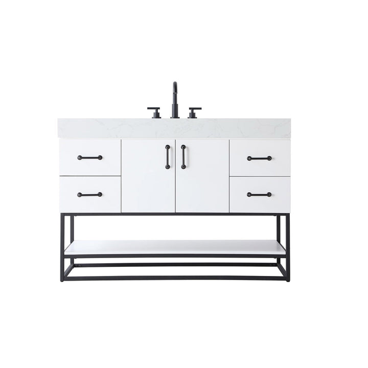 48 Inch Single Bathroom Vanity In White - View 3 - Joshua Marshal