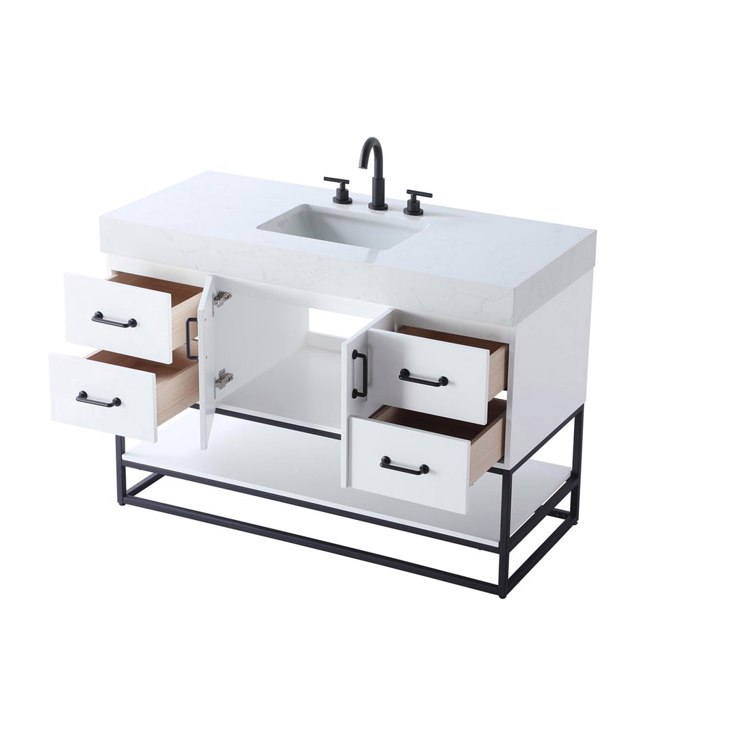 48 Inch Single Bathroom Vanity In White - View 5 - Joshua Marshal