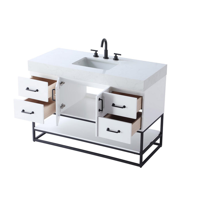 48 Inch Single Bathroom Vanity In White - View 5 - Joshua Marshal