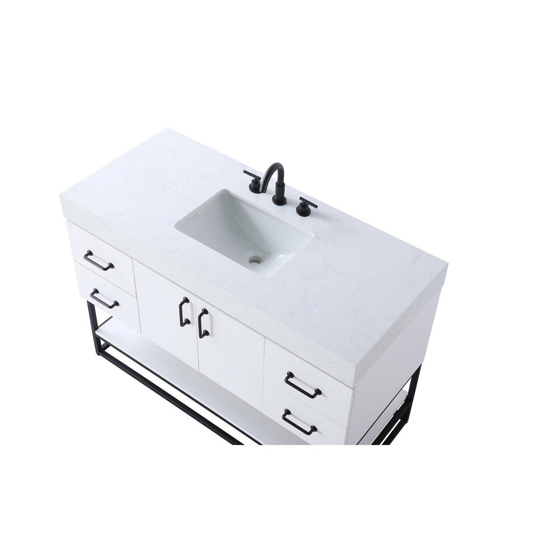 48 Inch Single Bathroom Vanity In White - View 6 - Joshua Marshal