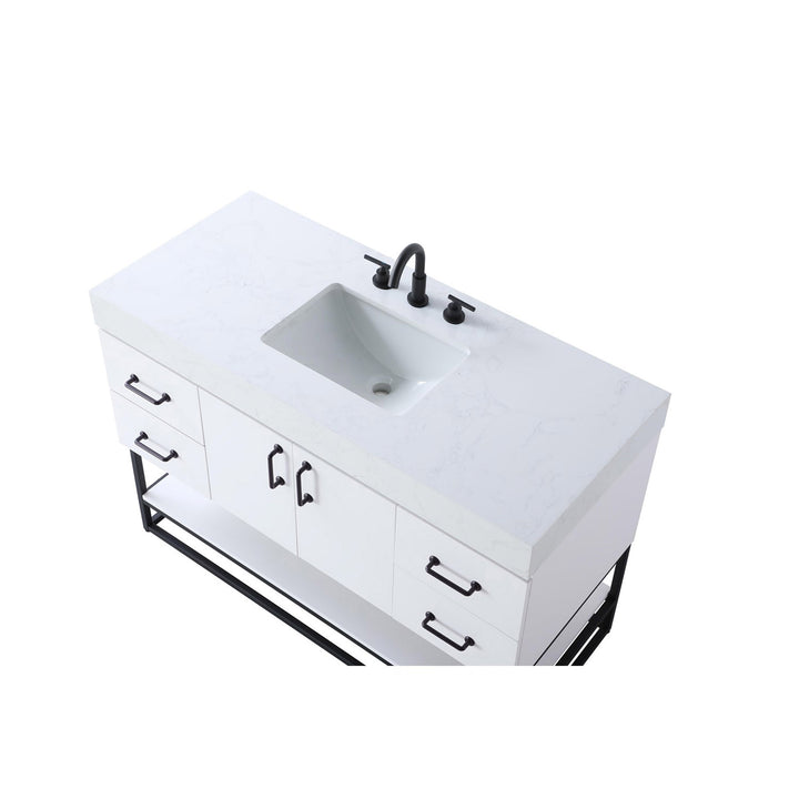 48 Inch Single Bathroom Vanity In White - View 6 - Joshua Marshal
