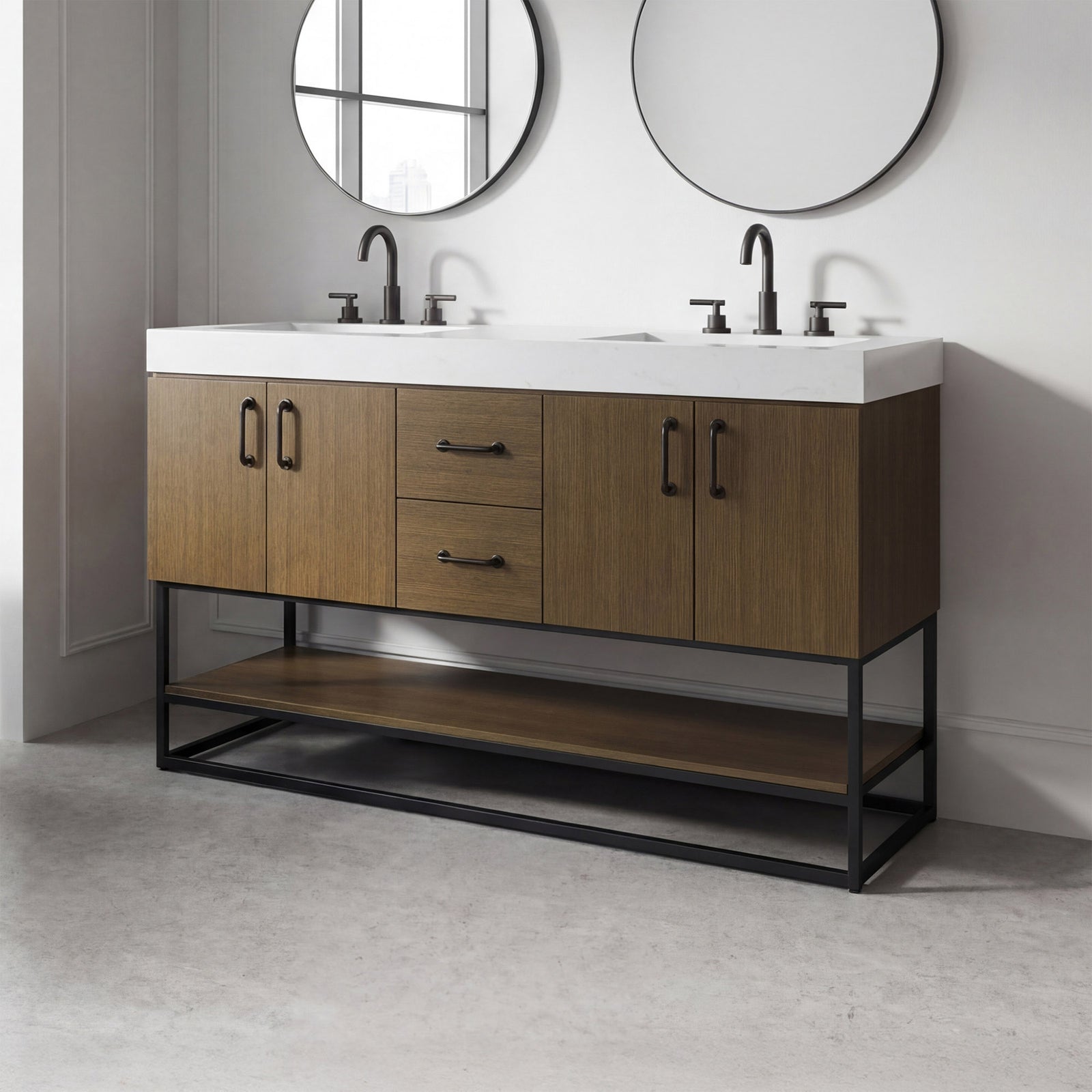 54 Inch Double Bathroom Vanity In Chestnut Brown Chestnut Brown Finish - KITCHEN & BATH by Joshua Marshal