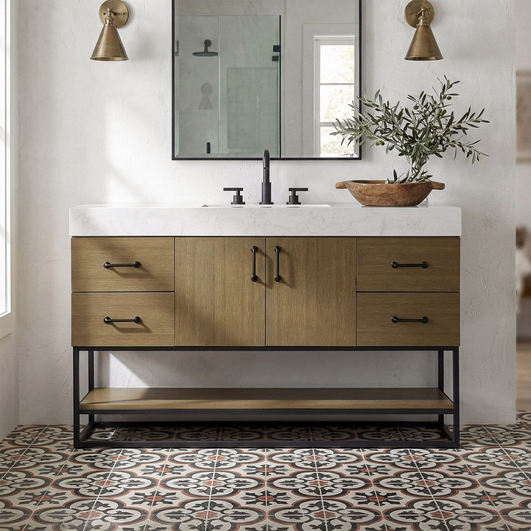 54 Inch Single Bathroom Vanity In Chestnut Brown Chestnut Brown Finish - KITCHEN & BATH by Joshua Marshal