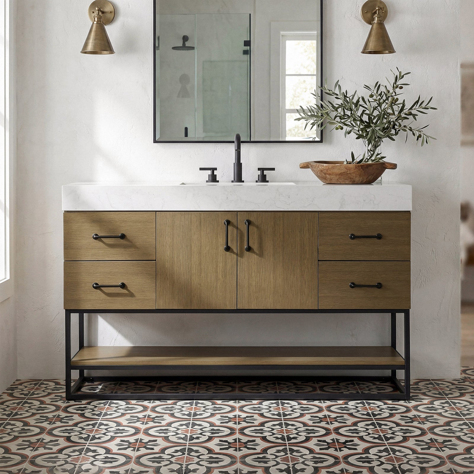 54 Inch Single Bathroom Vanity In Chestnut Brown Chestnut Brown Finish - KITCHEN & BATH by Joshua Marshal