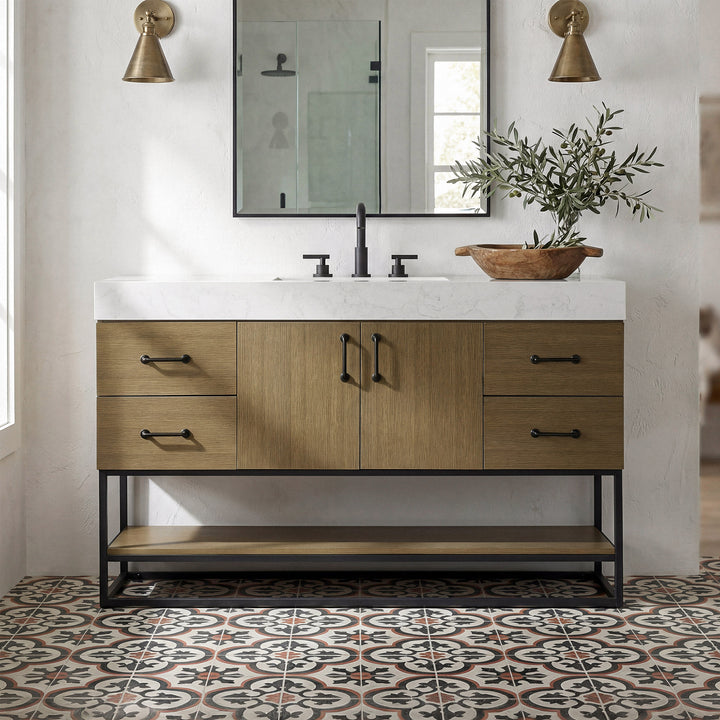 54 Inch Single Bathroom Vanity In Chestnut Brown Chestnut Brown Finish - KITCHEN & BATH by Joshua Marshal