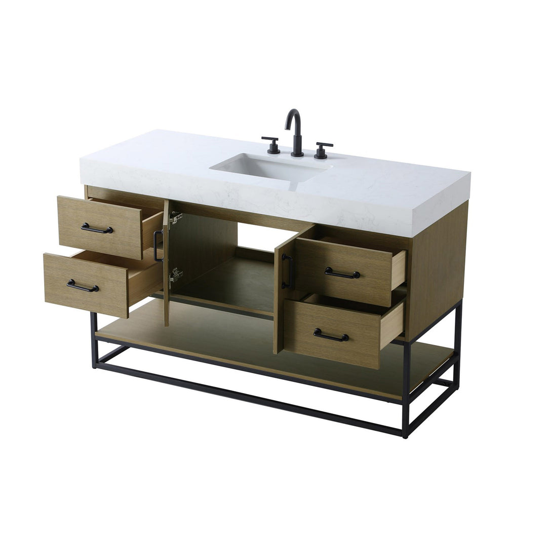 54 Inch Single Bathroom Vanity In Chestnut Brown - View 5 - Joshua Marshal