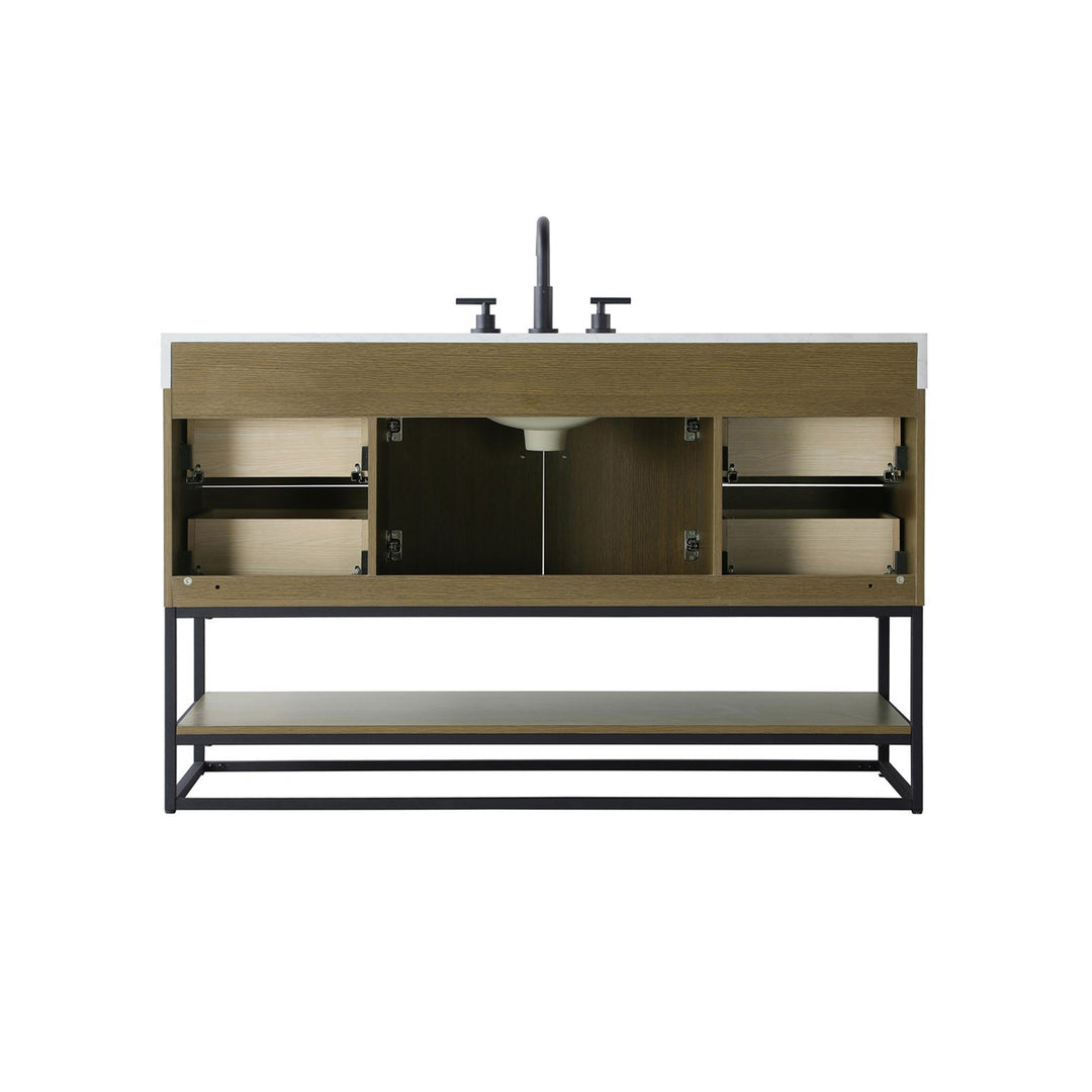 54 Inch Single Bathroom Vanity In Chestnut Brown - View 6 - Joshua Marshal