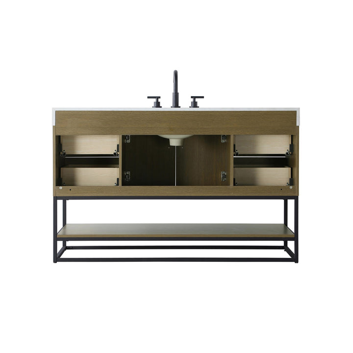 54 Inch Single Bathroom Vanity In Chestnut Brown - View 6 - Joshua Marshal