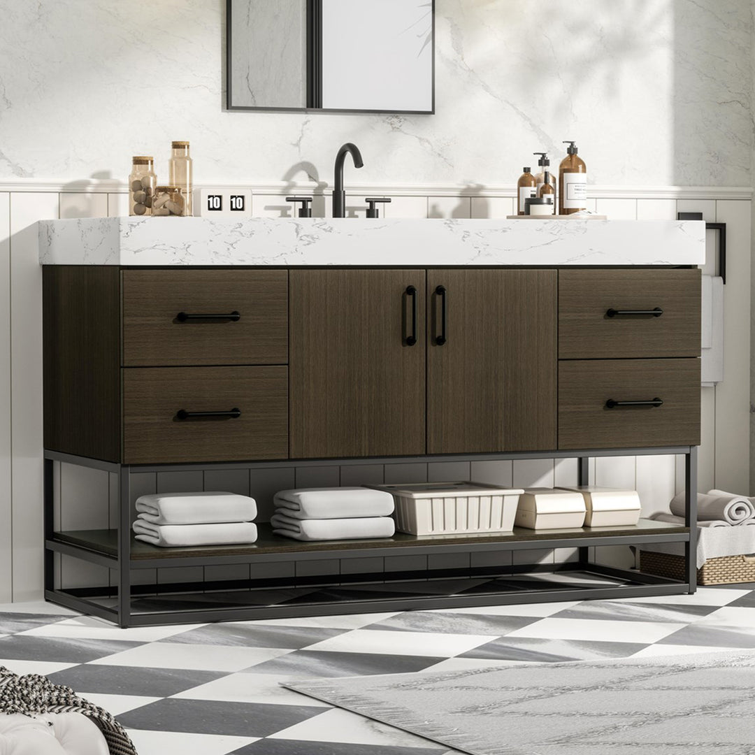 54 Inch Single Bathroom Vanity In Mocha Brown Mocha Brown Finish - KITCHEN & BATH by Joshua Marshal