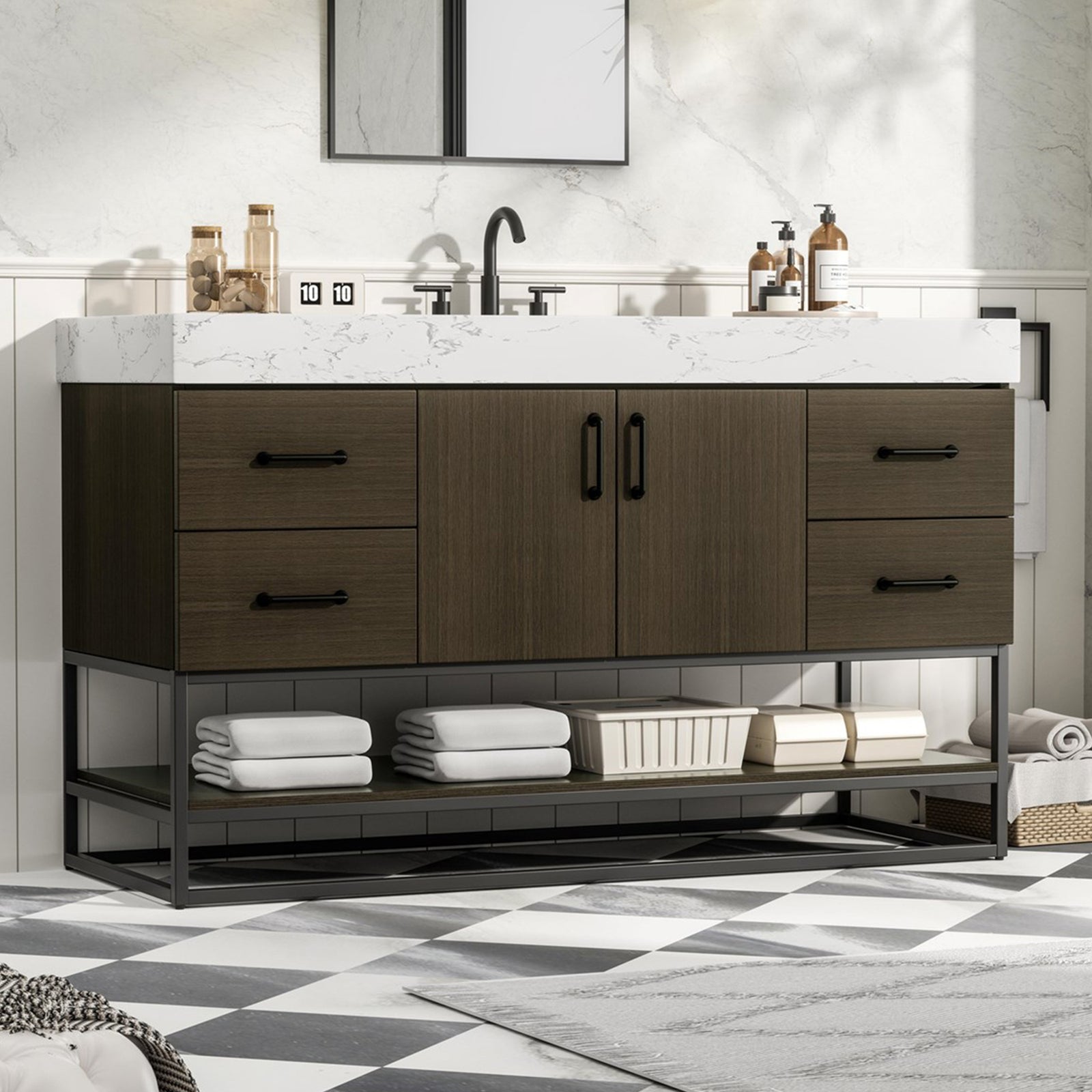 54 Inch Single Bathroom Vanity In Mocha Brown Mocha Brown Finish - KITCHEN & BATH by Joshua Marshal