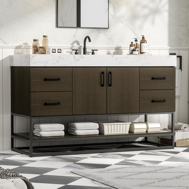 54 Inch Single Bathroom Vanity In Mocha Brown Mocha Brown Finish - KITCHEN & BATH by Joshua Marshal