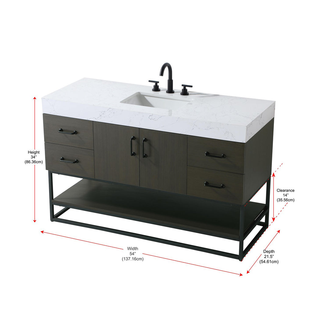 54 Inch Single Bathroom Vanity In Mocha Brown - View 6 - Joshua Marshal