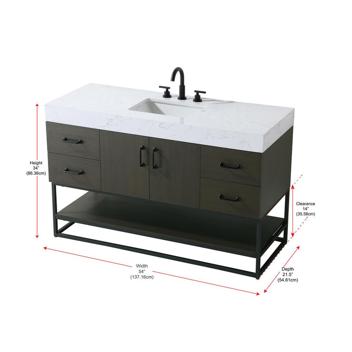 54 Inch Single Bathroom Vanity In Mocha Brown - View 6 - Joshua Marshal