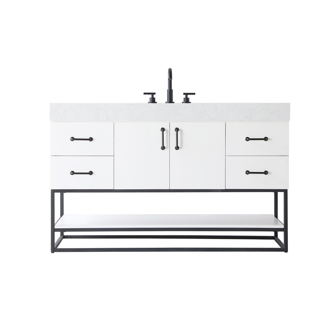 54 Inch Single Bathroom Vanity In White