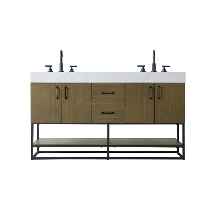 60 Inch Double Bathroom Vanity In Chestnut Brown - View 3 - Joshua Marshal