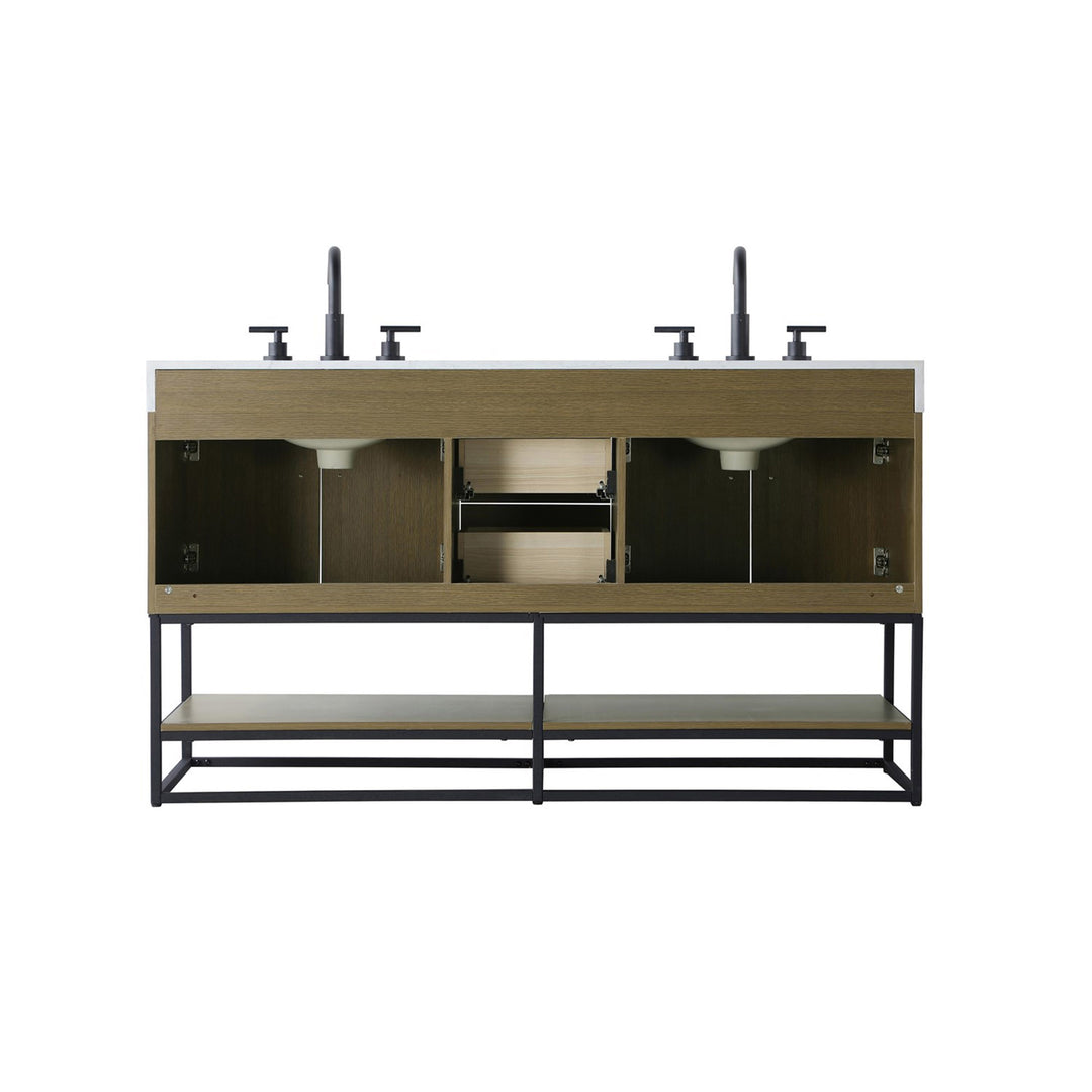 60 Inch Double Bathroom Vanity In Chestnut Brown - View 6 - Joshua Marshal
