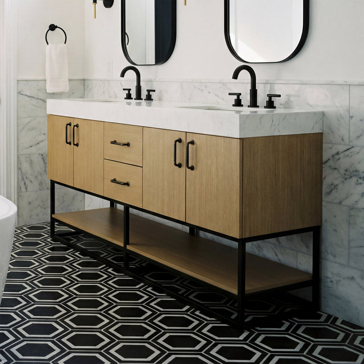 60 Inch Double Bathroom Vanity In Honey Brown Honey Brown Finish - KITCHEN & BATH by Joshua Marshal