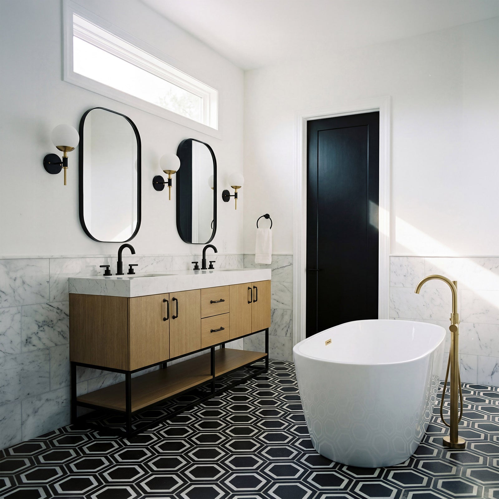 60 Inch Double Bathroom Vanity In Honey Brown - View 2 - Joshua Marshal