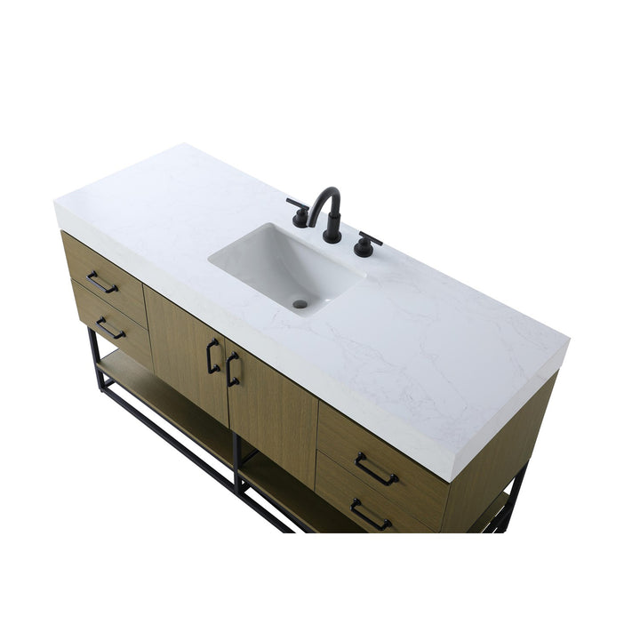 60 Inch Single Bathroom Vanity In Chestnut Brown - View 6 - Joshua Marshal