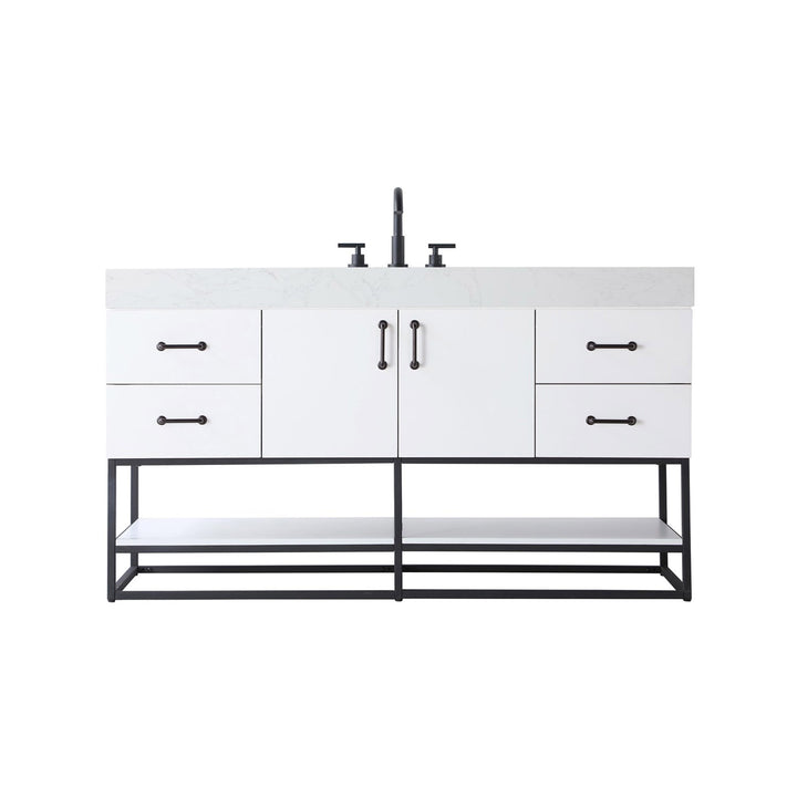 60 Inch Single Bathroom Vanity In White - View 3 - Joshua Marshal