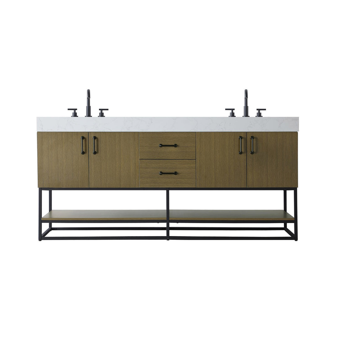 72 Inch Double Bathroom Vanity In Chestnut Brown - View 3 - Joshua Marshal