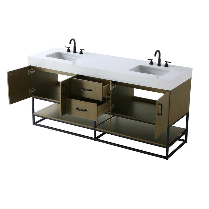 72 Inch Double Bathroom Vanity In Chestnut Brown - View 4 - Joshua Marshal