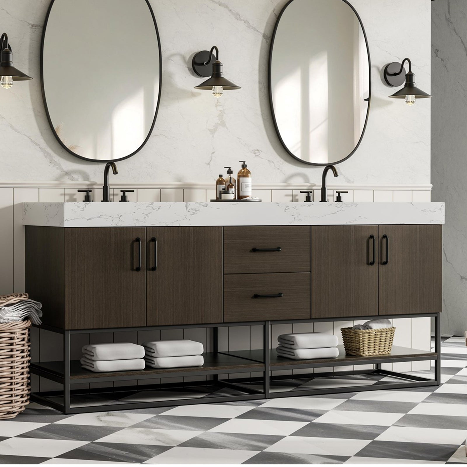 72 Inch Double Bathroom Vanity In Mocha Brown Mocha Brown Finish - KITCHEN & BATH by Joshua Marshal