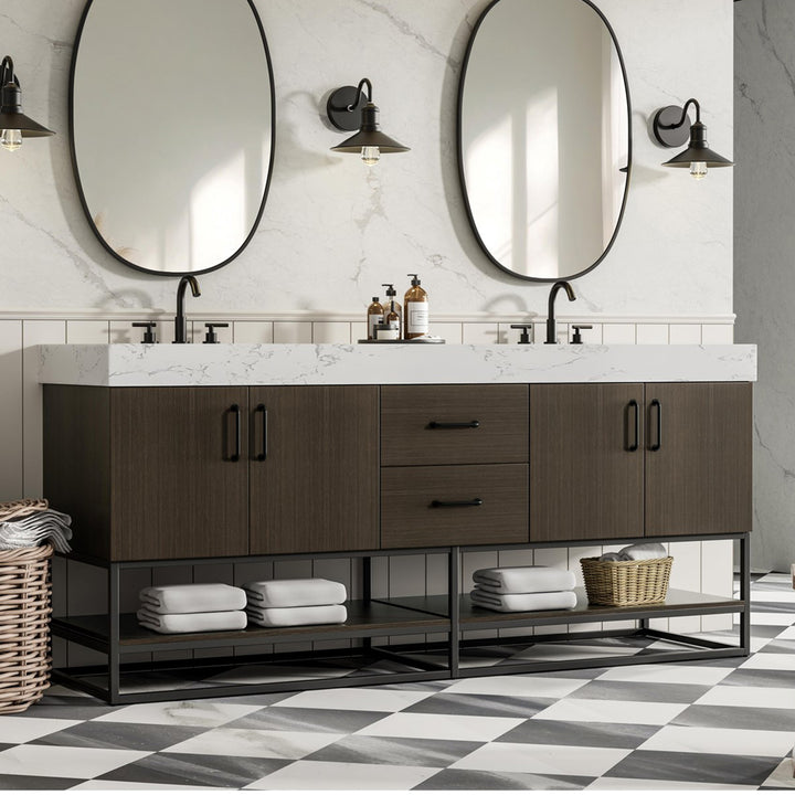 72 Inch Double Bathroom Vanity In Mocha Brown Mocha Brown Finish - KITCHEN & BATH by Joshua Marshal