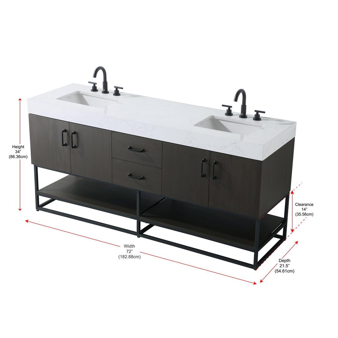 72 Inch Double Bathroom Vanity In Mocha Brown - View 6 - Joshua Marshal