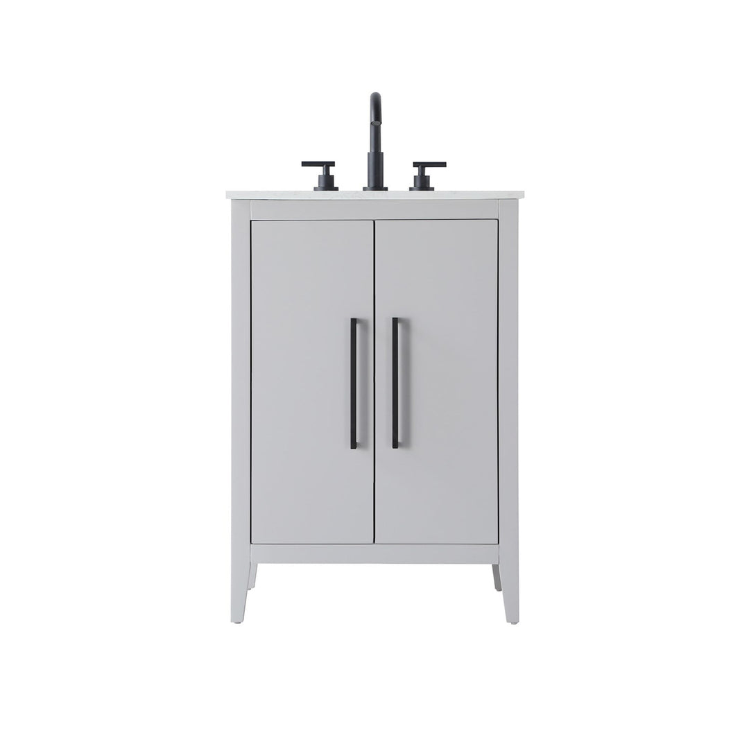 24 Inch Single Bathroom Vanity In Grey - View 4 - Joshua Marshal