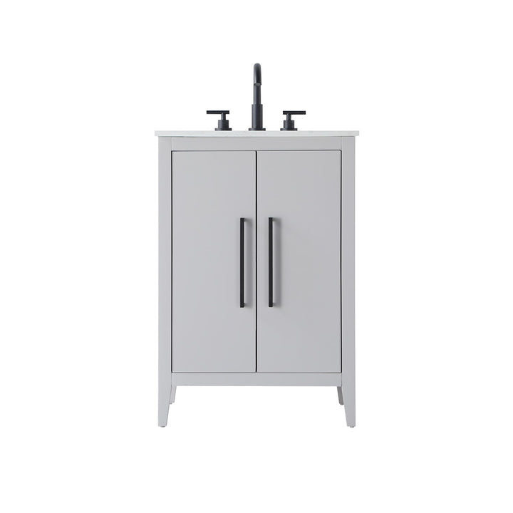 24 Inch Single Bathroom Vanity In Grey - View 4 - Joshua Marshal