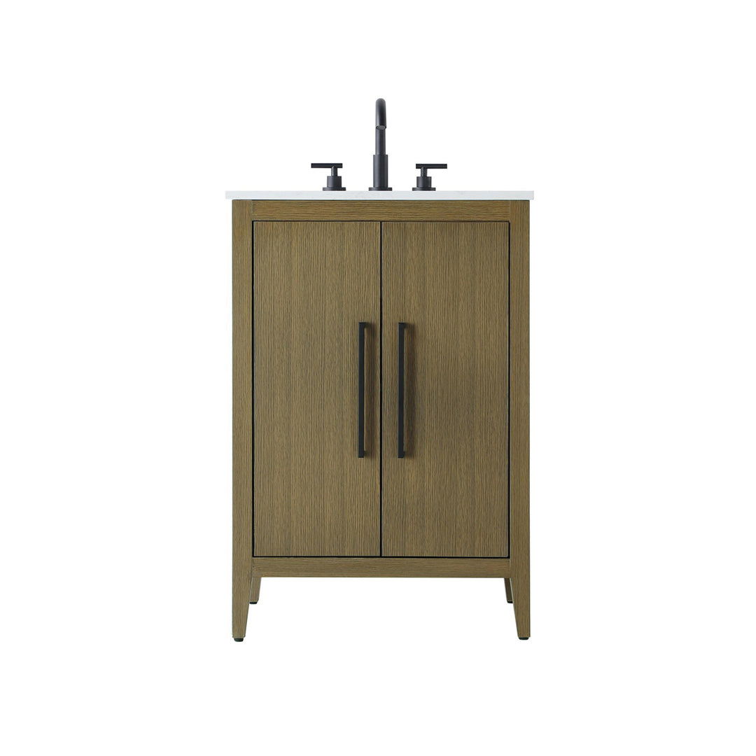 24 Inch Single Bathroom Vanity In Chestnut Brown - View 3 - Joshua Marshal