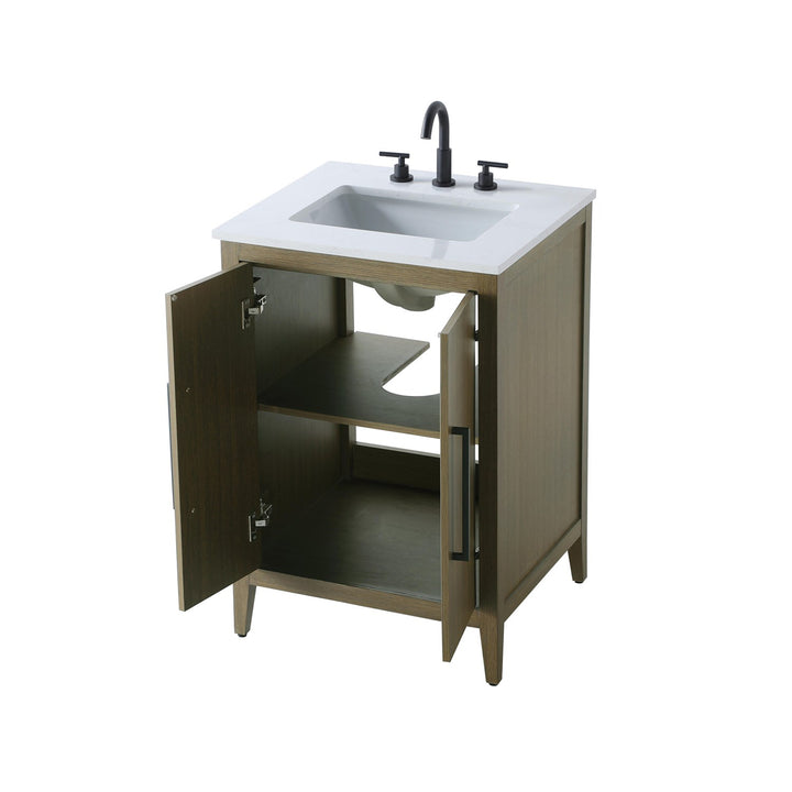 24 Inch Single Bathroom Vanity In Chestnut Brown - View 4 - Joshua Marshal