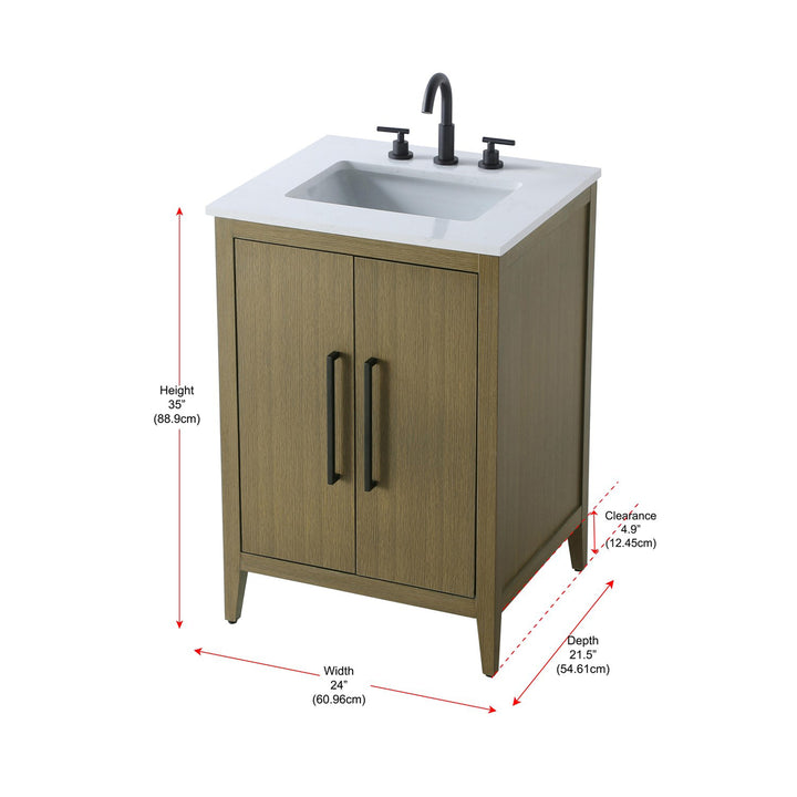 24 Inch Single Bathroom Vanity In Chestnut Brown - View 6 - Joshua Marshal