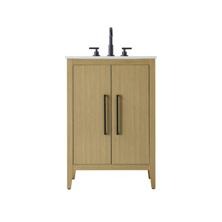 24 Inch Single Bathroom Vanity In Honey Brown - View 3 - Joshua Marshal