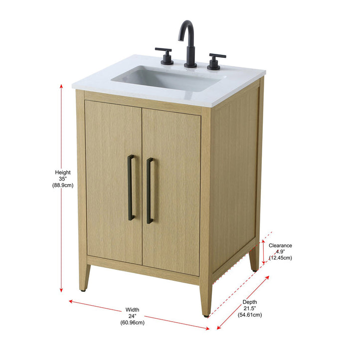 24 Inch Single Bathroom Vanity In Honey Brown - View 4 - Joshua Marshal