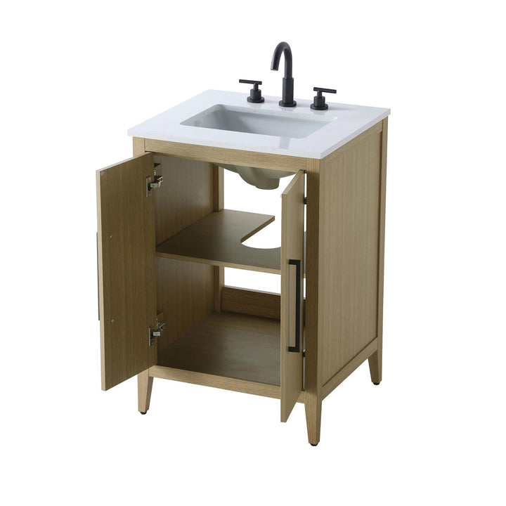 24 Inch Single Bathroom Vanity In Honey Brown - View 5 - Joshua Marshal